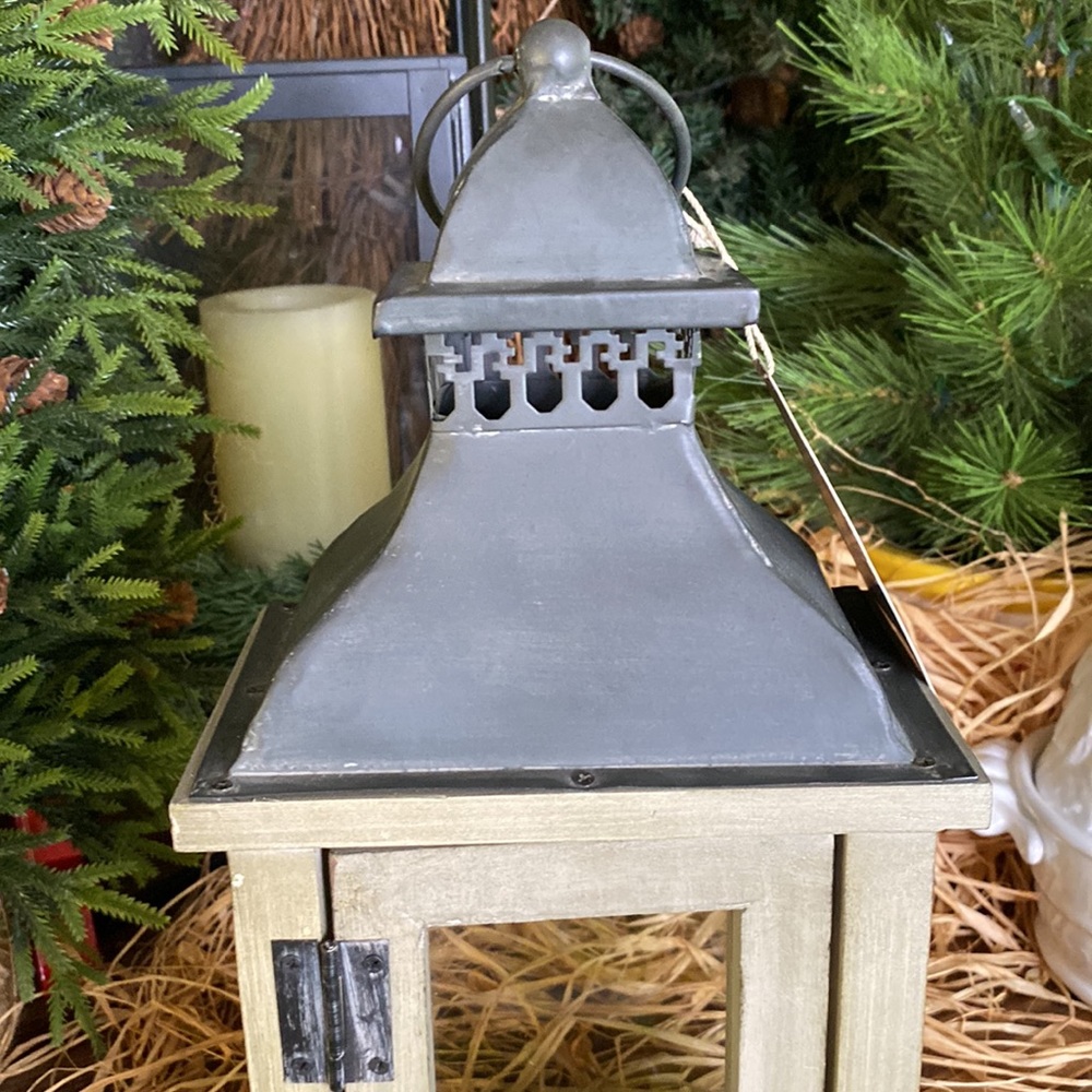 Williams Sonoma Wood and Metal Small Weathered Rustic Lantern - Picture 5 of 16